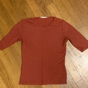 Reformation ribbed 3/4 length sleeves shirt